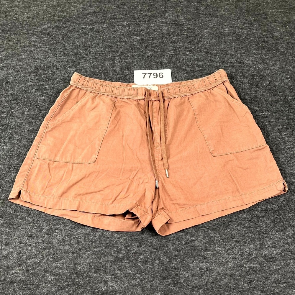 REVERY Shorts Womens XL Brown Drawstring‎ Flat Front Casual Summer Outdoor